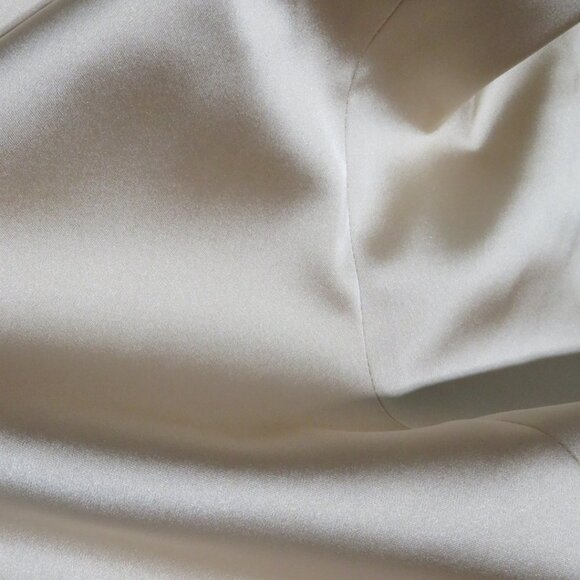 Sally LAPOINTE khaki SILK sheath dress one shoulder sheer mesh cocktail NWT sz 0 - Picture 8 of 10